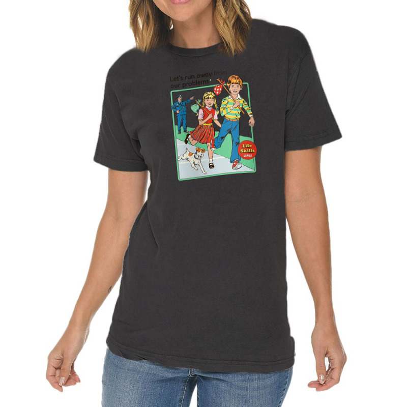 Let's Run Away Vintage T-Shirt by Brandy | Artistshot