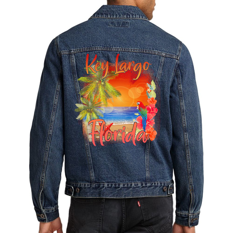 Key Largo Florida T  Shirt Key Largo Florida Keys Tropical Beach Sunse Men Denim Jacket by shiftkraft | Artistshot