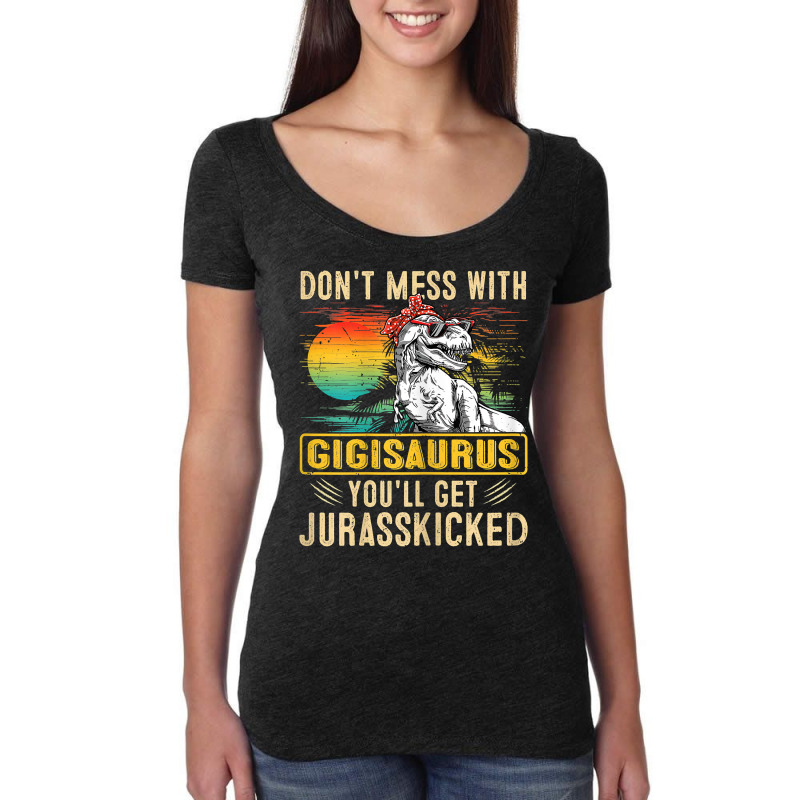 Womens Fun Women Retro Gigisaurus Dinosaur T Rex Mothers Day T Shirt Women's Triblend Scoop T-shirt | Artistshot