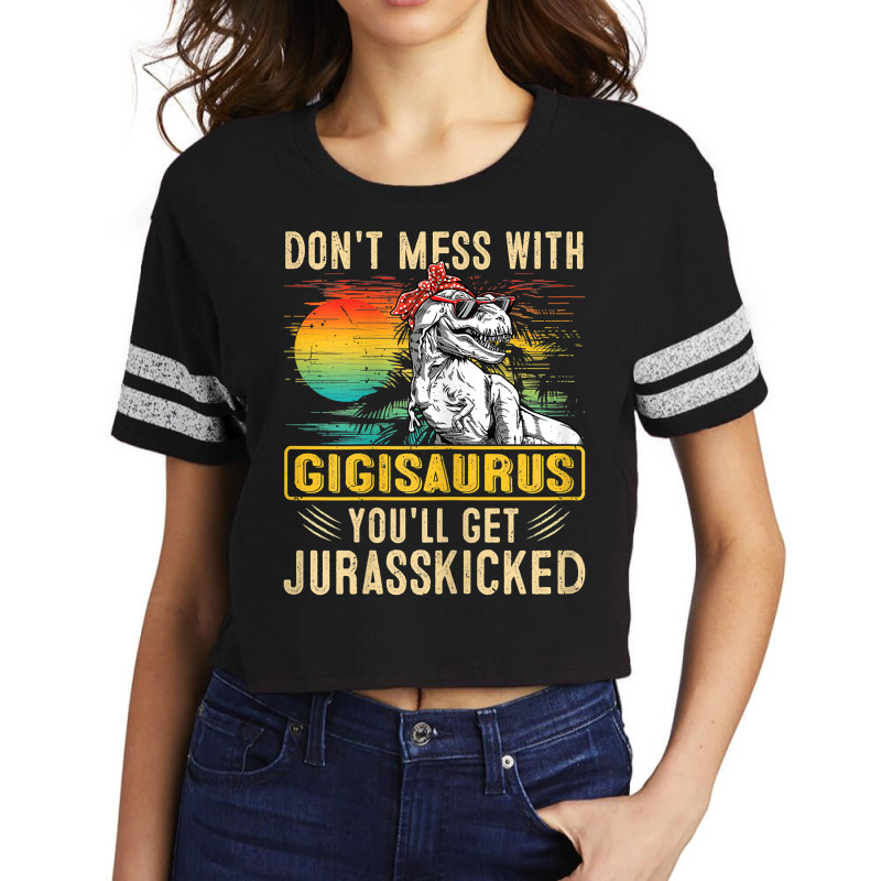 Womens Fun Women Retro Gigisaurus Dinosaur T Rex Mothers Day T Shirt Scorecard Crop Tee | Artistshot