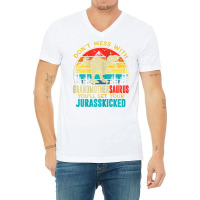 Womens Fun Women Retro Grandmothersaurus Dinosaur T Rex Mothers Day T V-neck Tee | Artistshot