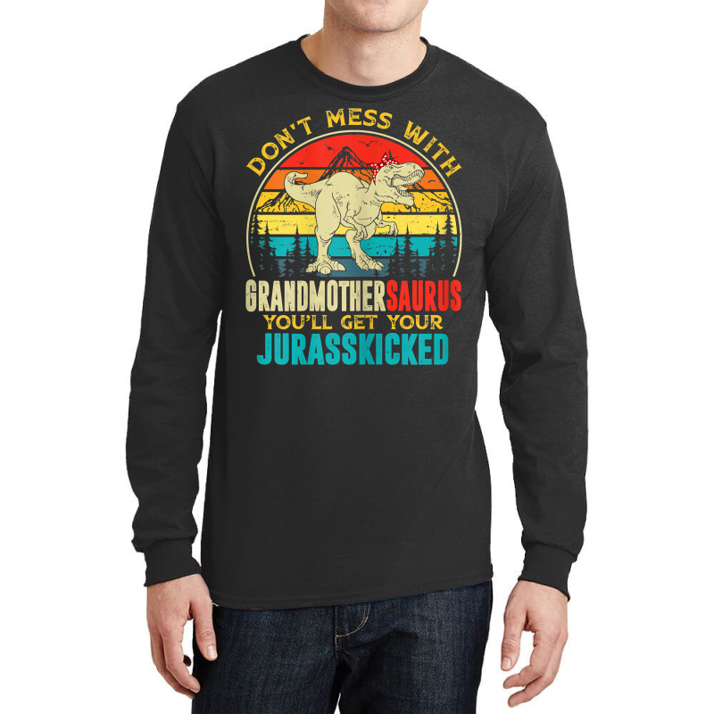 Womens Fun Women Retro Grandmothersaurus Dinosaur T Rex Mothers Day T Long Sleeve Shirts | Artistshot