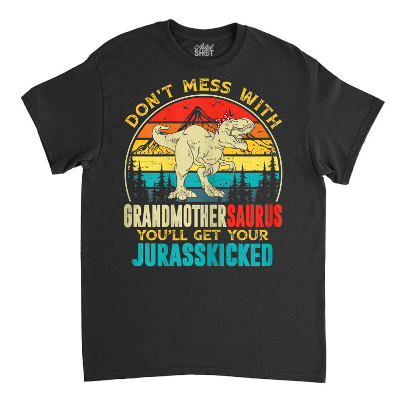 Womens Fun Women Retro Grandmothersaurus Dinosaur T Rex Mothers Day T Classic T-shirt | Artistshot