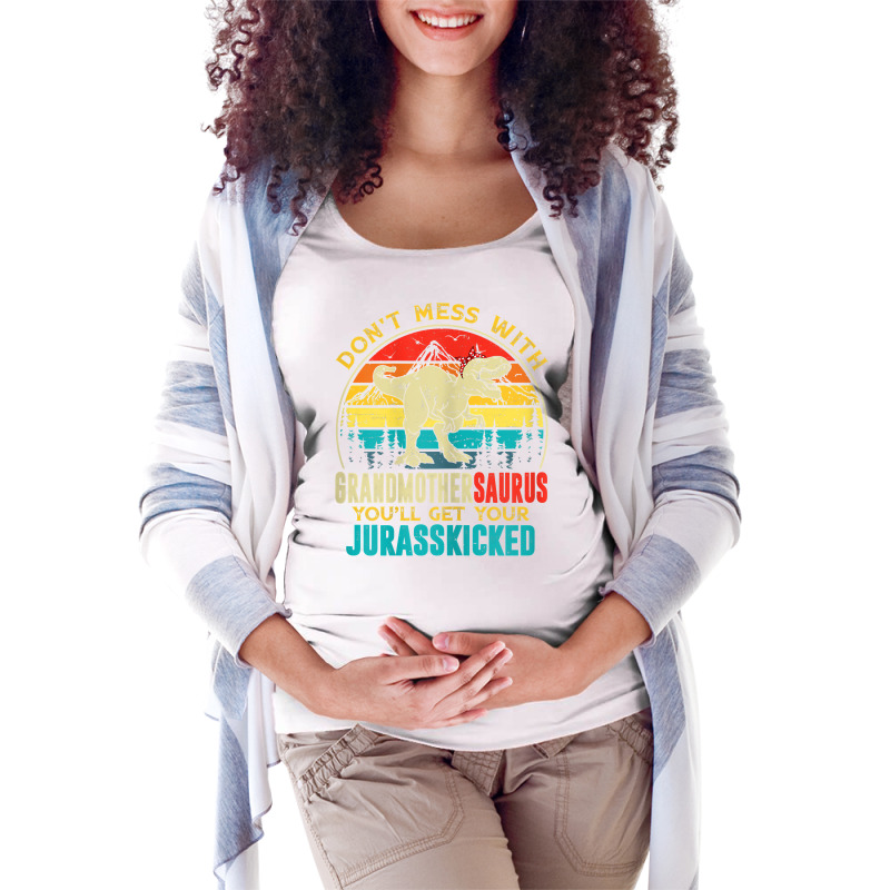 Womens Fun Women Retro Grandmothersaurus Dinosaur T Rex Mothers Day T Maternity Scoop Neck T-shirt | Artistshot