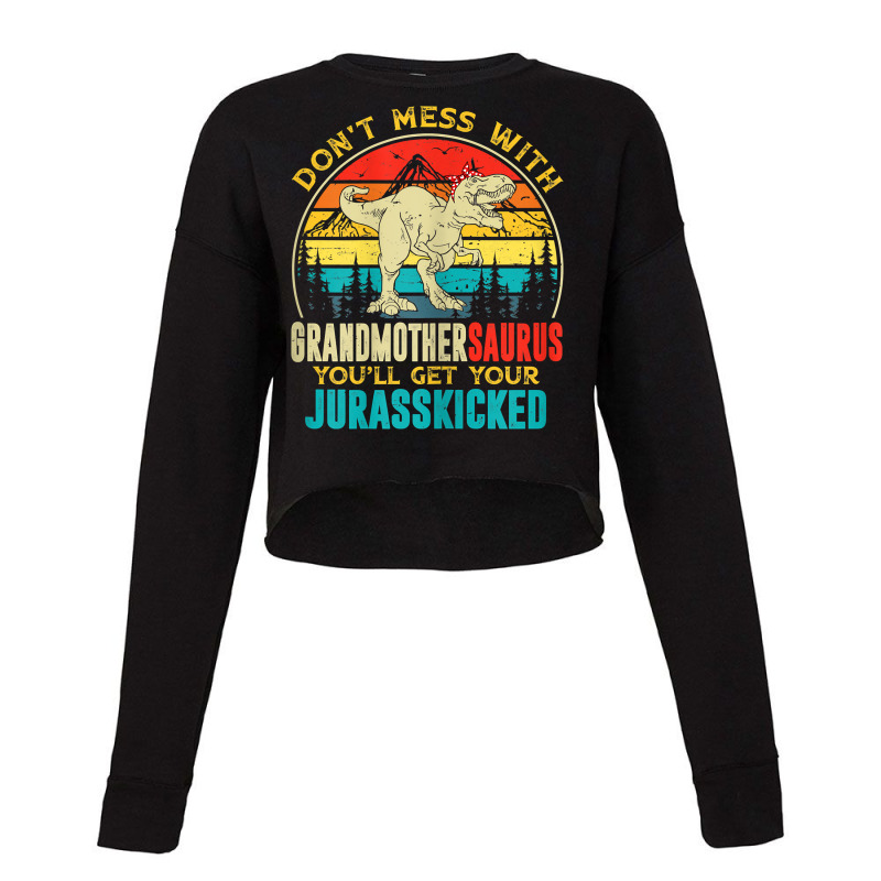 Womens Fun Women Retro Grandmothersaurus Dinosaur T Rex Mothers Day T Cropped Sweater | Artistshot