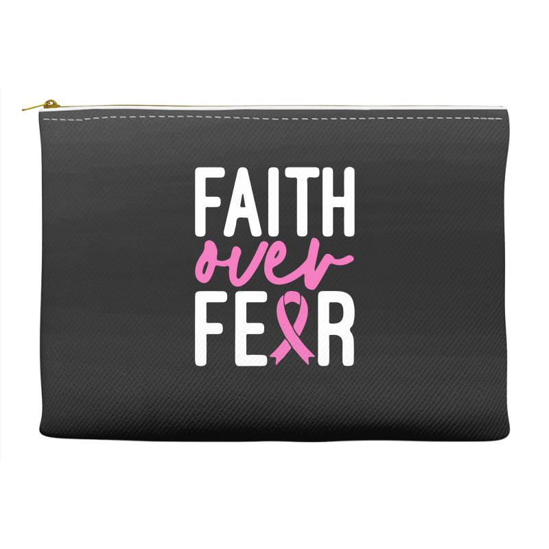 Faith Over Fear Breast Cancer For Dark Accessory Pouches | Artistshot