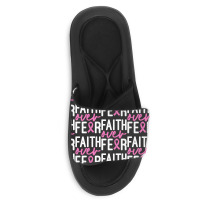 Faith Over Fear Breast Cancer For Dark Slide Sandal | Artistshot