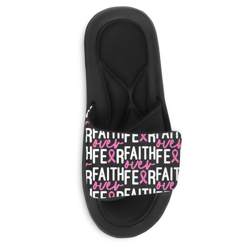 Faith Over Fear Breast Cancer For Dark Slide Sandal | Artistshot