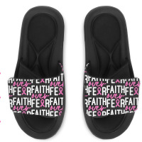 Faith Over Fear Breast Cancer For Dark Slide Sandal | Artistshot