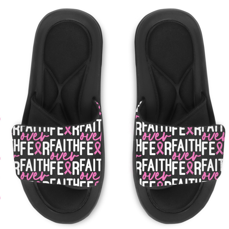 Faith Over Fear Breast Cancer For Dark Slide Sandal | Artistshot