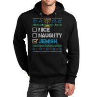 Nice Naughty Jewish Ugly Christmas Sweater Funny Hanukkah Sweatshirt Unisex Hoodie | Artistshot