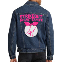 Strike Out Breast Cancer Awareness Baseball Fighters T Shirt Men Denim Jacket | Artistshot