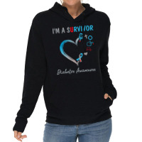 Diabetes Diabetic Im A Survivor Blue Ribbon Heart T1d 57 Diabetes Awar Lightweight Hoodie | Artistshot