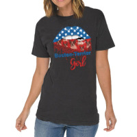 Boston Terrier Girl Pretty American Flag Sexy Biting Lip 4th Of July U Vintage T-shirt | Artistshot