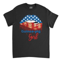 Guinea Pig Girl Pretty American Flag Sexy Biting Lip 4th Of July Usa A Classic T-shirt | Artistshot