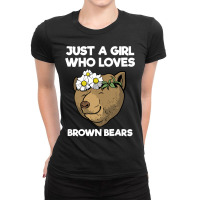 Bear Just A Girl Who Loves Bears I Flower Floral 586 Forest Ladies Fitted T-shirt | Artistshot