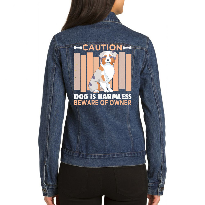 Australian Shepherd T  Shirt Design For Dog Lover And Australian Sheph Ladies Denim Jacket by shanie31601 | Artistshot