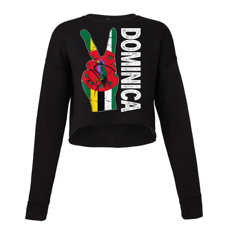 Retro Victory Two Fingers Dominica Flag Patriotic T Shirt Cropped Sweater by Smykowskicalob1991 | Artistshot