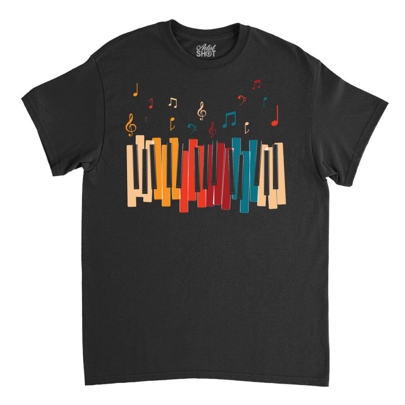 Music Notes Colorful Keyboard Piano Pullover Hoodie Classic T-shirt by darelychilcoat1989 | Artistshot