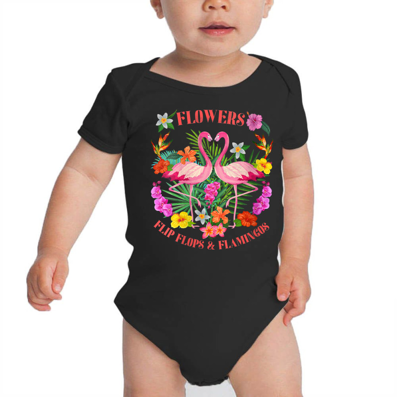 Womens Flowers Flip Flops Flamingos Beach Love Life Vacay Retro V Neck Baby Bodysuit | Artistshot