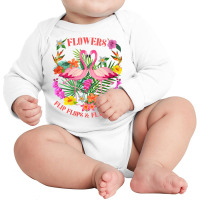 Womens Flowers Flip Flops Flamingos Beach Love Life Vacay Retro V Neck Long Sleeve Baby Bodysuit | Artistshot