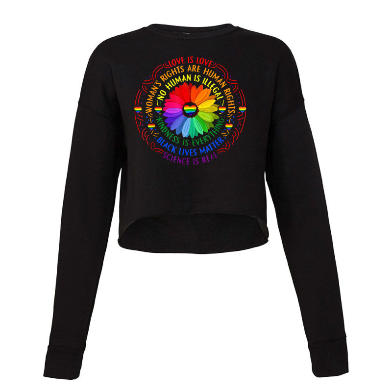 Rainbow Black Lives Matter Science Lgbt Pride Flower Cropped Sweater by Valerie_Art | Artistshot