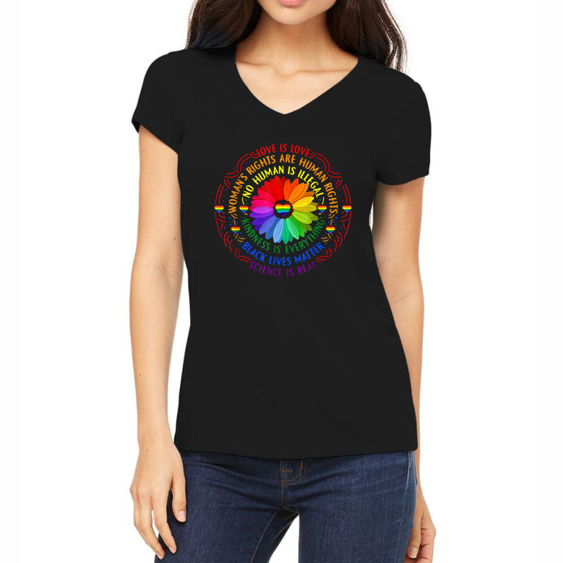 Rainbow Black Lives Matter Science Lgbt Pride Flower Women's V-Neck T-Shirt by Valerie_Art | Artistshot