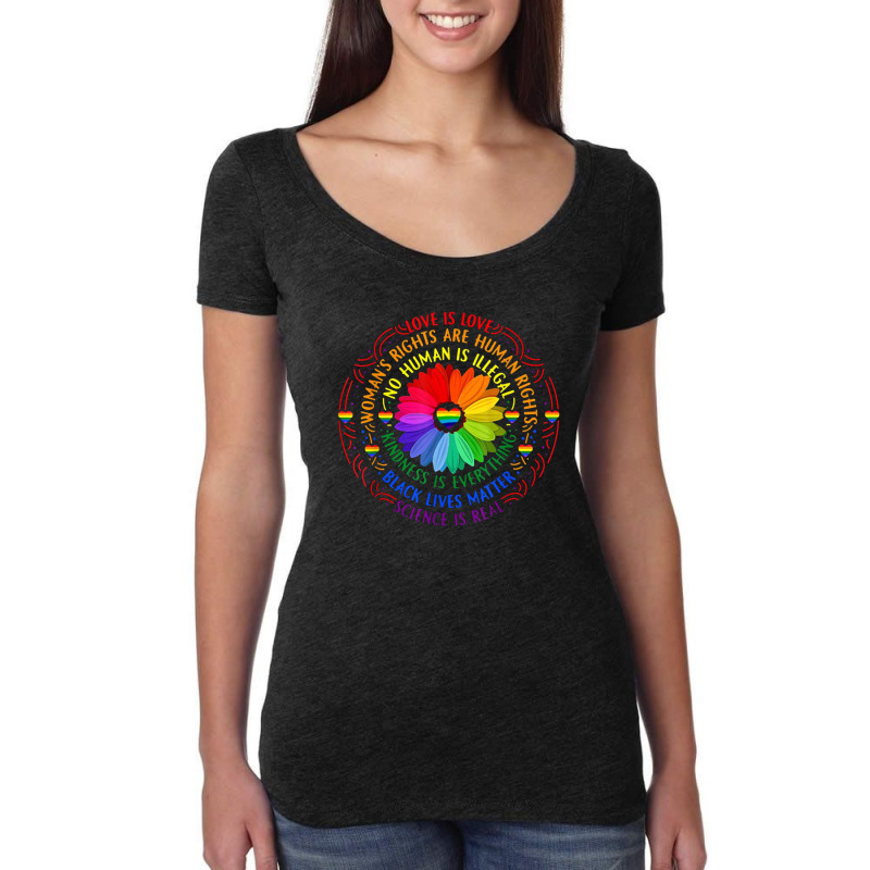 Rainbow Black Lives Matter Science Lgbt Pride Flower Women's Triblend Scoop T-shirt by Valerie_Art | Artistshot