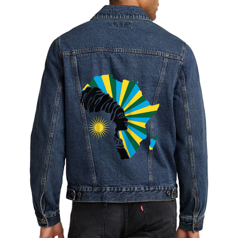 Rwanda Rwandan Flag Africa Map Ethnic Heritage Black Woman Raglan Base Men Denim Jacket by makhluktuhanpalingseksi | Artistshot