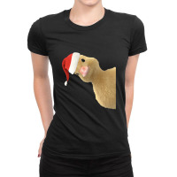 Santa Duck Peeking Or Peking Christmas Duck Pun Chef Gift Ladies Fitted T-shirt | Artistshot