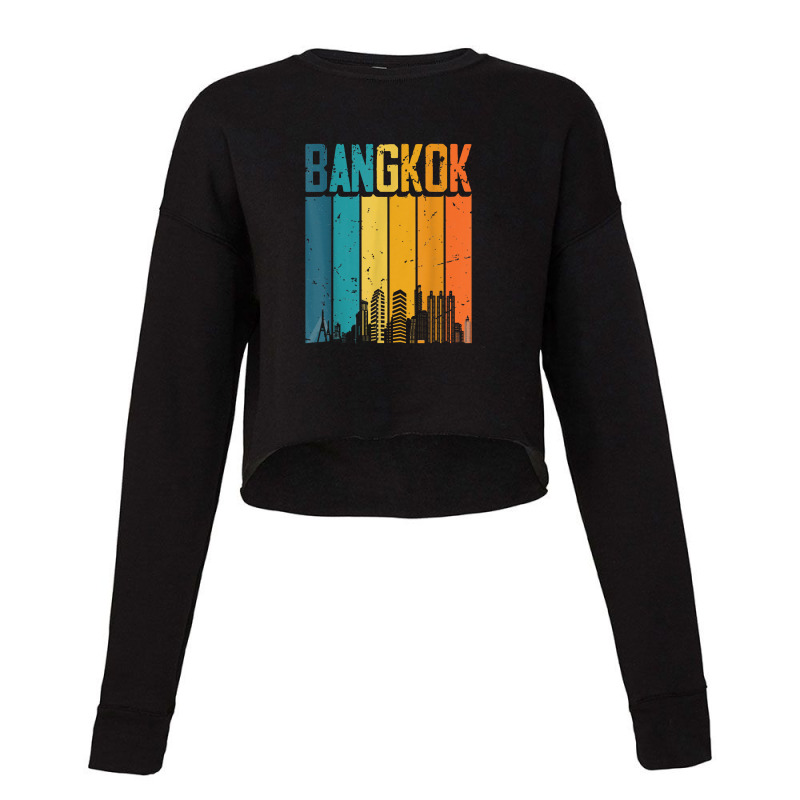 Bangkok Thailand Retro Vintage Sunset Skyline Bangkok Cropped Sweater by iucantika | Artistshot