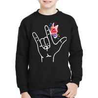 Asl Butterfly Autism T  Shirt I Love You Hand Sign Language Butterfly Youth Sweatshirt | Artistshot