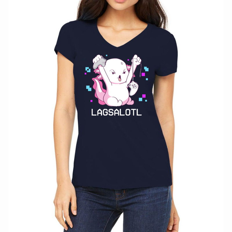 Gamer T  Shirt Axolotl Gamer Lag Funny Video Gaming Game Lagsalotl Gif Women's V-neck T-shirt | Artistshot