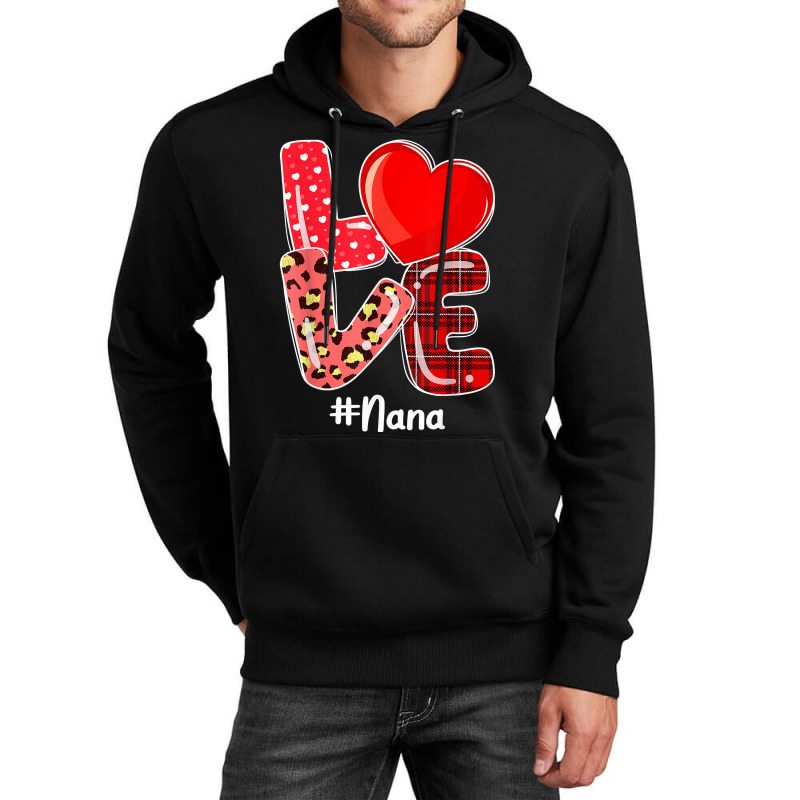 Heart Love Nana Buffalo Plaid Leopard Valentine Christmas T Shirt Unisex Hoodie | Artistshot