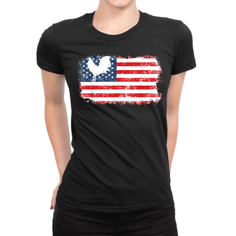 Vintage Us Flag Gamefowl Rooster Gallegos Fighter T Shirt Ladies Fitted T-Shirt by darelychilcoat1989 | Artistshot