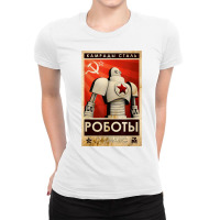 Vintage Robot Soviet Union Ussr Propaganda Poster Cccp T Shirt Ladies Fitted T-shirt | Artistshot