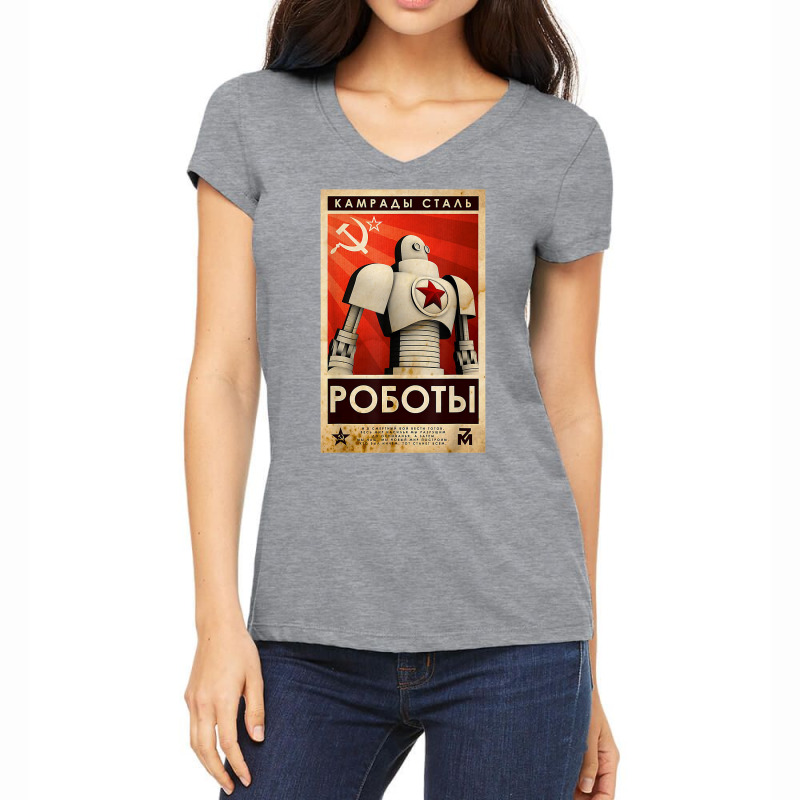 Vintage Robot Soviet Union Ussr Propaganda Poster Cccp T Shirt Women's V-Neck T-Shirt by jermonmccline | Artistshot