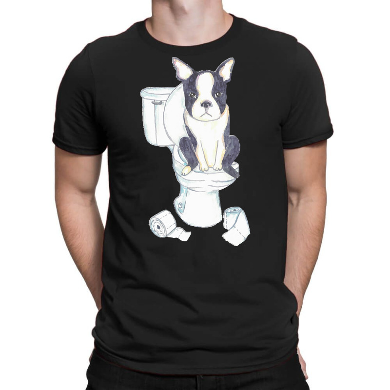 Boston Terrier Toilet Painting Wall T  Shirt Boston Terrier Toilet Pai T-shirt | Artistshot