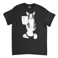 Boston Terrier Toilet Painting Wall T  Shirt Boston Terrier Toilet Pai Classic T-shirt | Artistshot