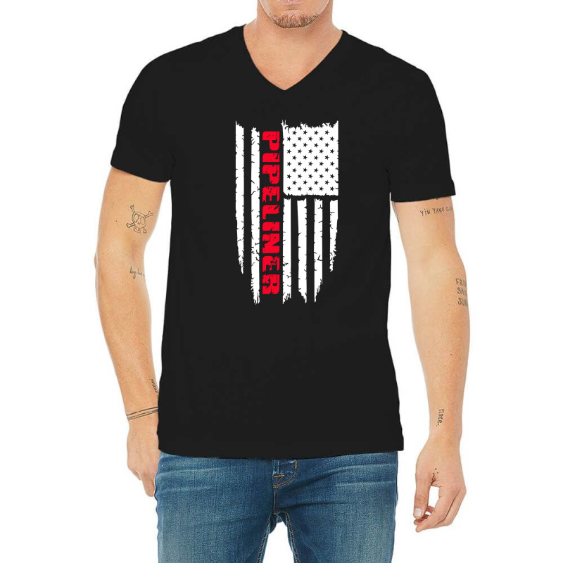 12 American Pipeliner Flag V-neck Tee | Artistshot