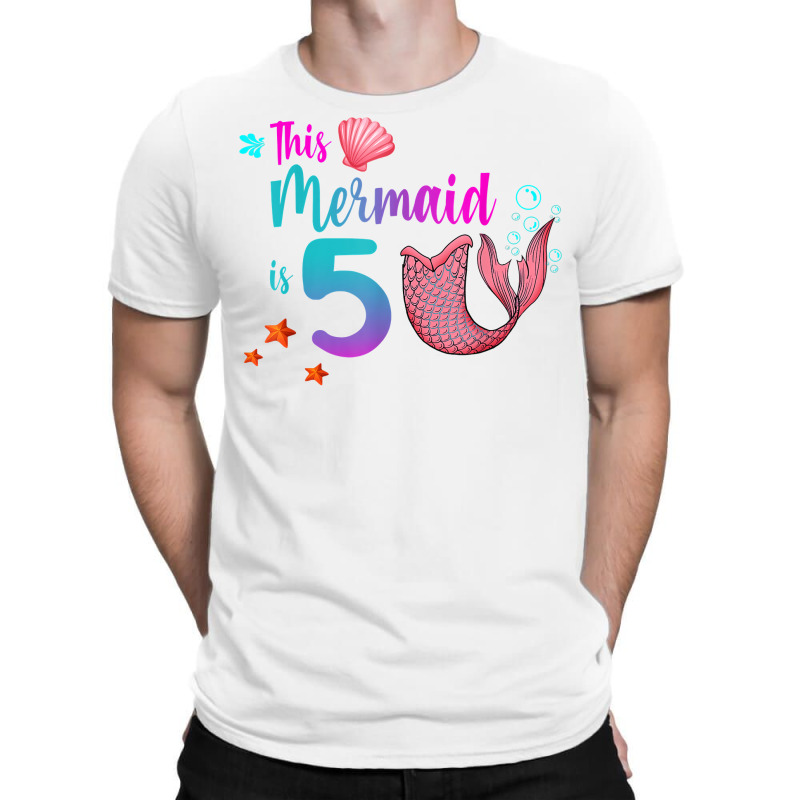 Mermaid 5th Birthday Squad Girl Tail 5 Yo Swim Funny Gift T Shirt T-shirt | Artistshot