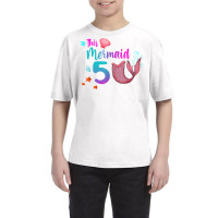 Mermaid 5th Birthday Squad Girl Tail 5 Yo Swim Funny Gift T Shirt Youth Tee | Artistshot