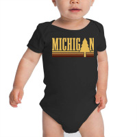 Michigan Vintage Tree State Pride Camping Hiking Michigan Pullover Hoo Baby Bodysuit | Artistshot