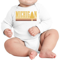 Michigan Vintage Tree State Pride Camping Hiking Michigan Pullover Hoo Long Sleeve Baby Bodysuit | Artistshot