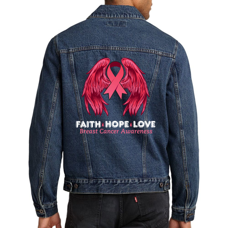 Angel Wings Breast Cancer Awareness Men Denim Jacket by rardesign | Artistshot