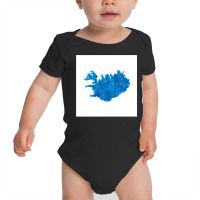 Iceland Watercolor Country Blue Art Print Decor Gift Long Sleeve T Shi Baby Bodysuit | Artistshot