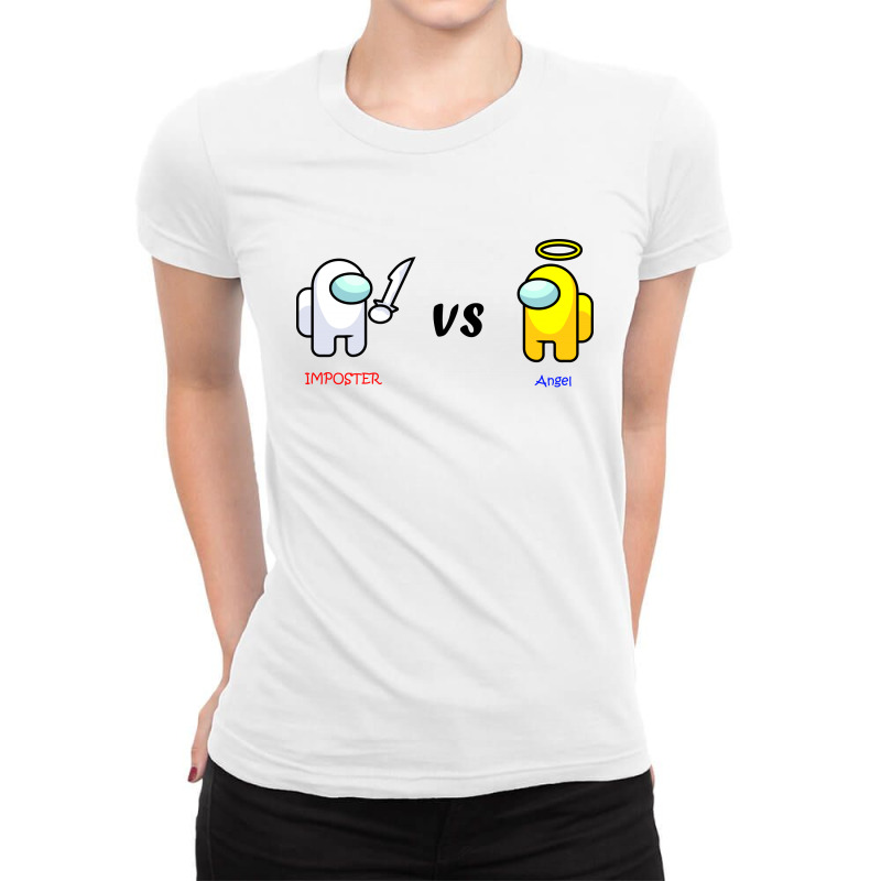 Among Imposter Vs Angel Ladies Fitted T-Shirt by Backtostart | Artistshot