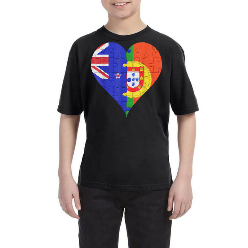 New Zealander Portuguese Flag Heart T Shirt Youth Tee | Artistshot