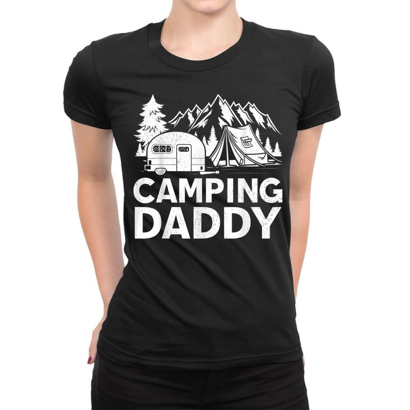 Mens Camping Daddy Funny Outdoors Mountain Camping Father's Day T Shir Ladies Fitted T-Shirt by belenfinl | Artistshot