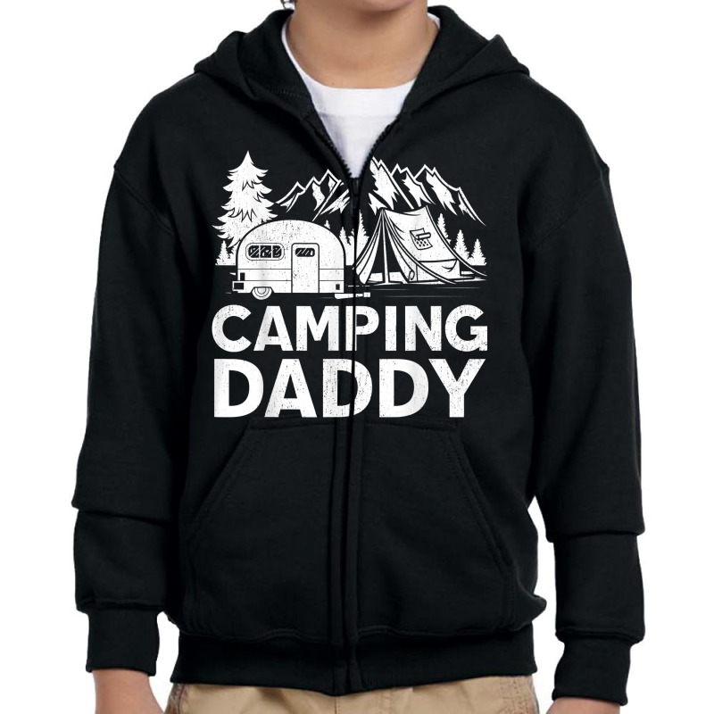 Mens Camping Daddy Funny Outdoors Mountain Camping Father's Day T Shir Youth Zipper Hoodie by belenfinl | Artistshot